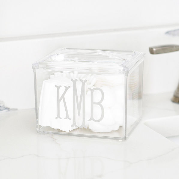 clear acrylic cotton ball holder with cotton balls