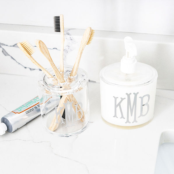 tooth brush holder with soap dispenser