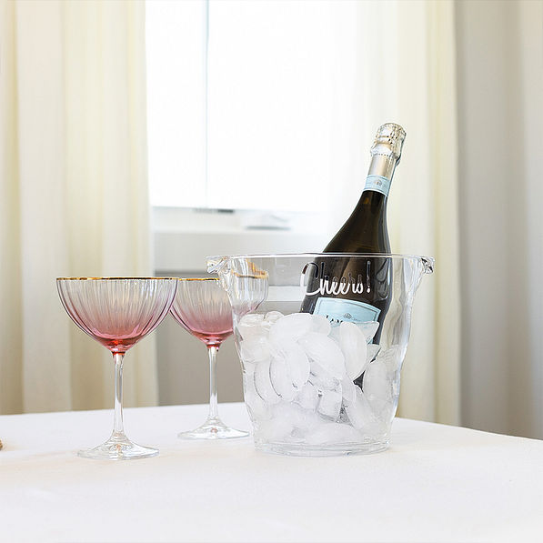 Personalized Wine Bucket on table with glasses