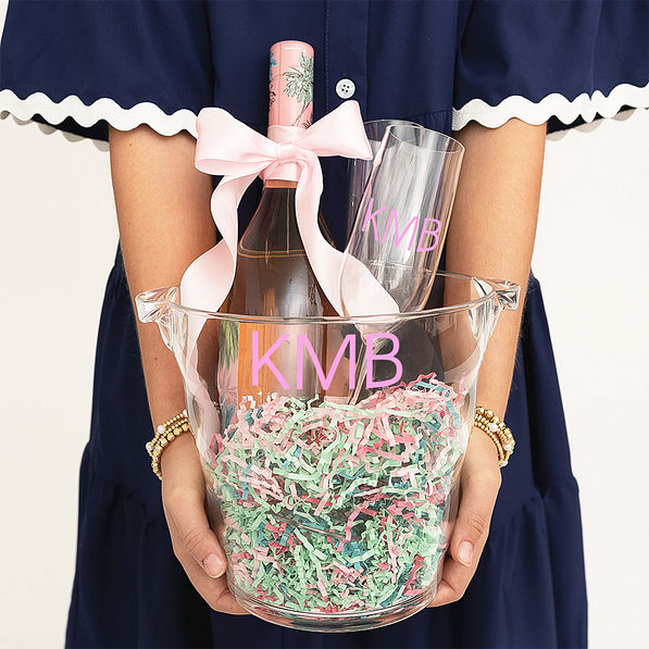 Personalized wine bucket and champagne glass