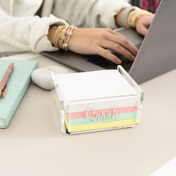 Multi Personalized Memo Pad Holder at desk
