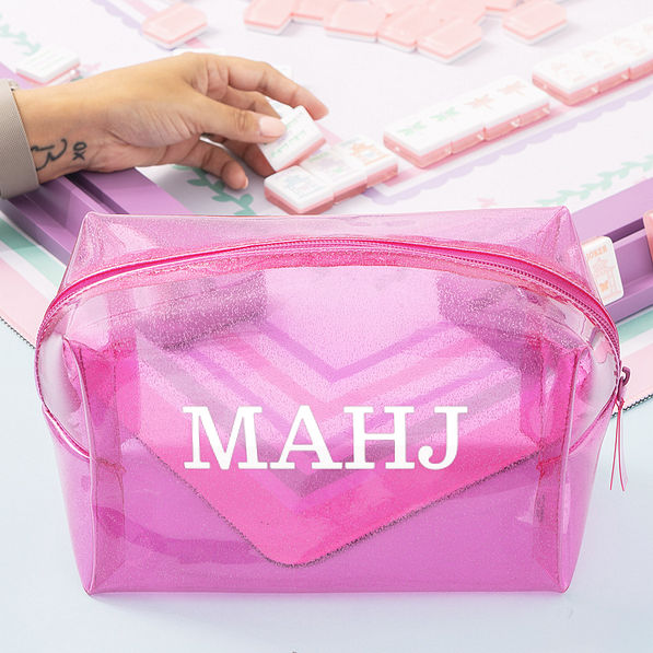 mahjong clear hot pink tile bag