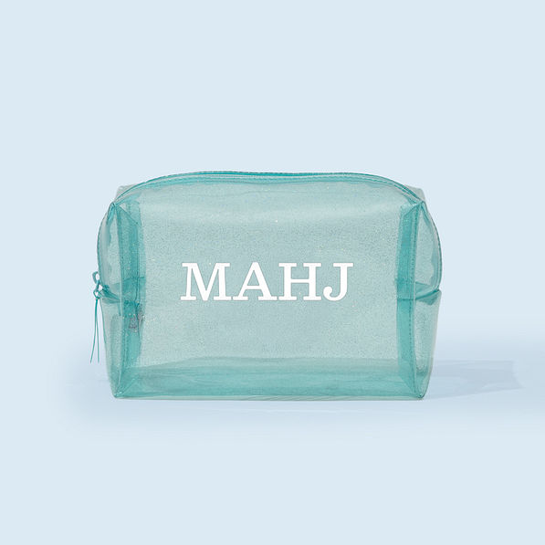monogrammed mahjong tile bag in blue
