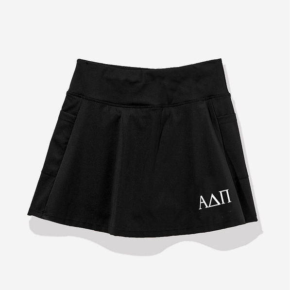 Black Skort with Alpha Delta Pi Embroidered in White