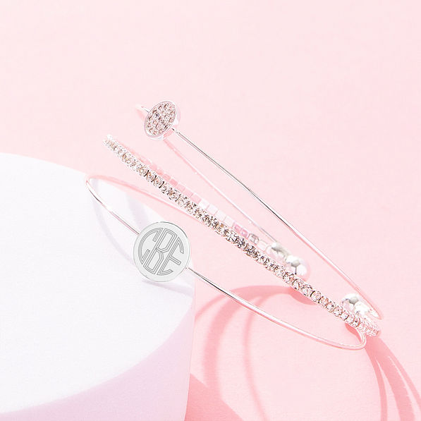 Rhinestone Bangle on pink with marble