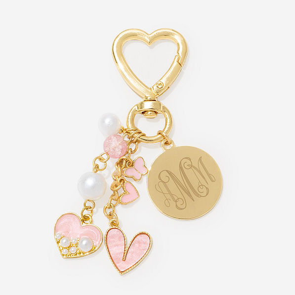monogrammed bag charm keychain in gold