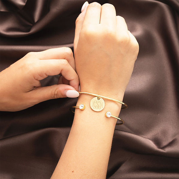 rhinestone cuff bangle on arm