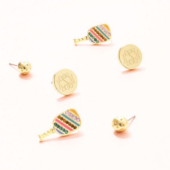 pickleball earring set studio shot