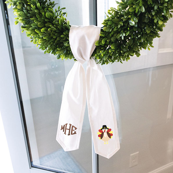 turkey wreath sash on window