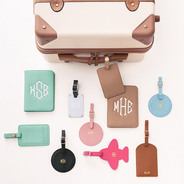multiple- personalized luggage tags and travel sets