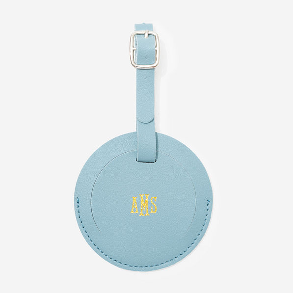 monogrammed luggage tag in mint