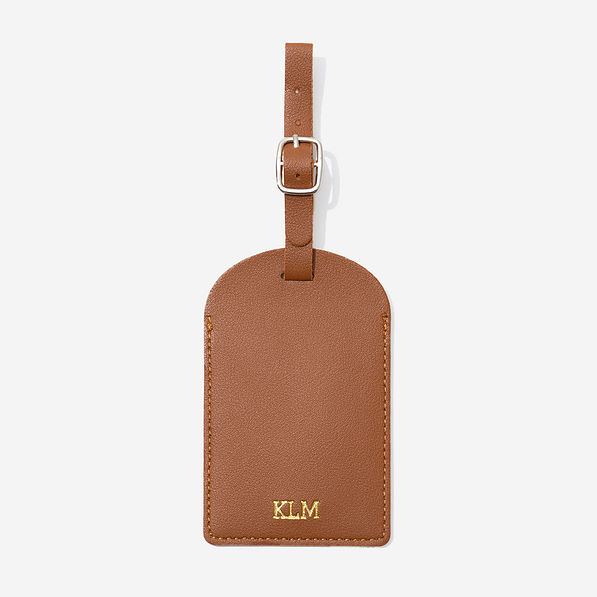 Monogrammed Luggage Tag in Brown
