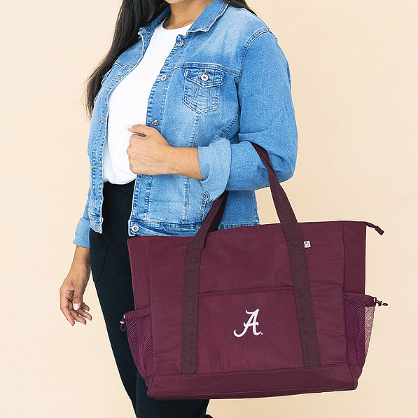alabama carry on tote on arm