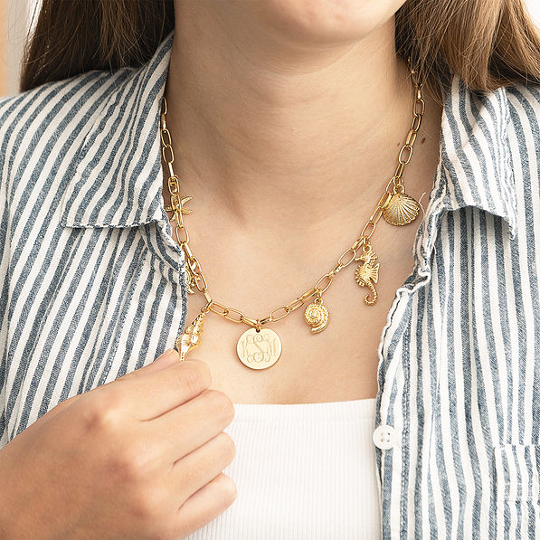 Seashell Charm Necklace on olivia