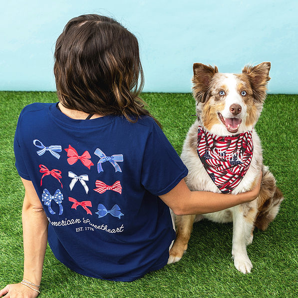 flag dog bandana with america t-shirt