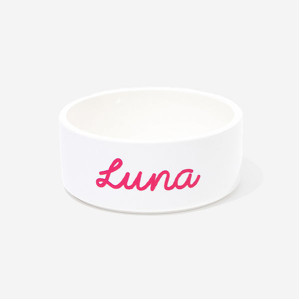 Personalized Ceramic Pet Bowl in White