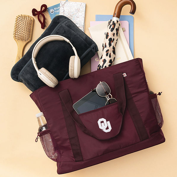 oklahoma carry on tote flatlay