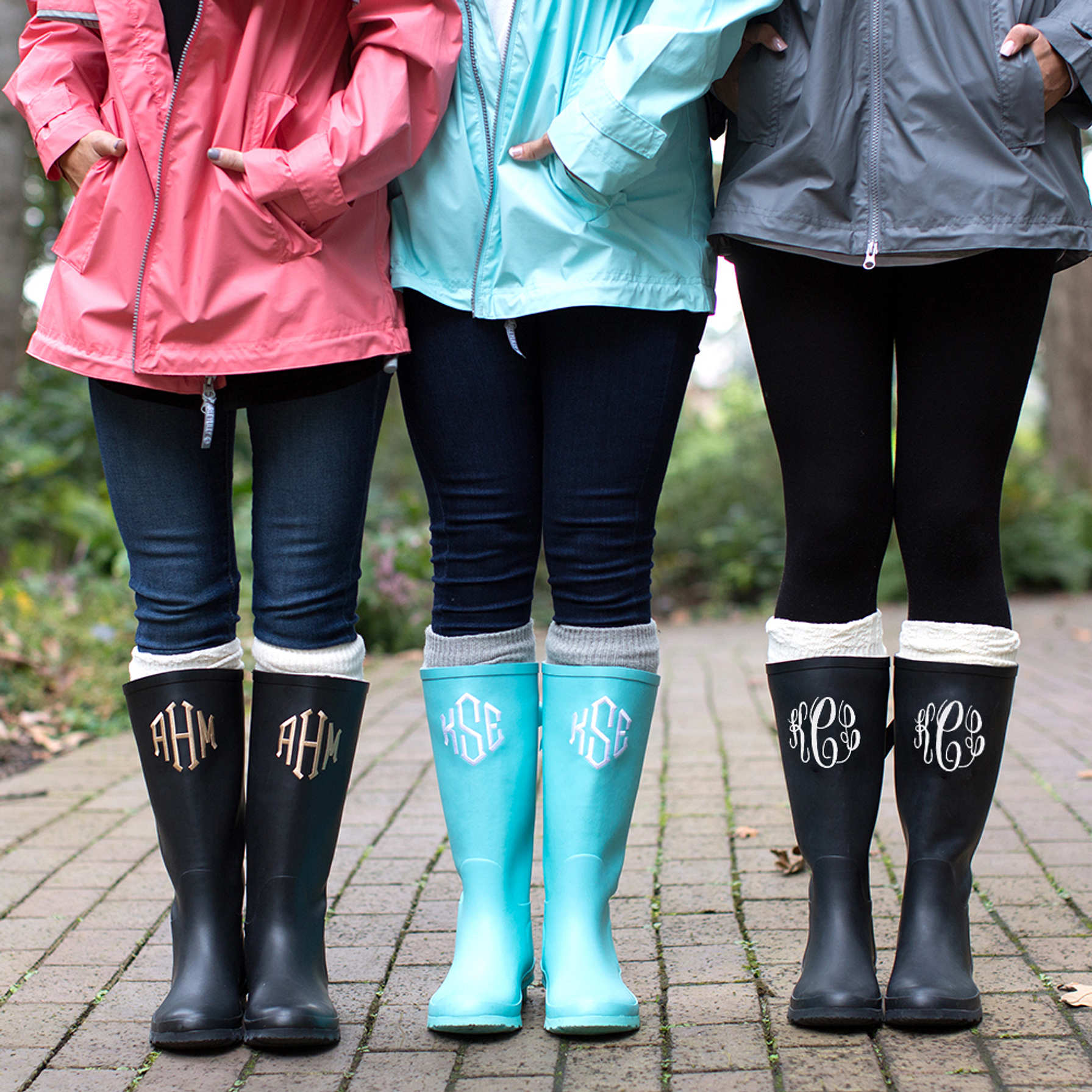 women's monogrammed rain boots