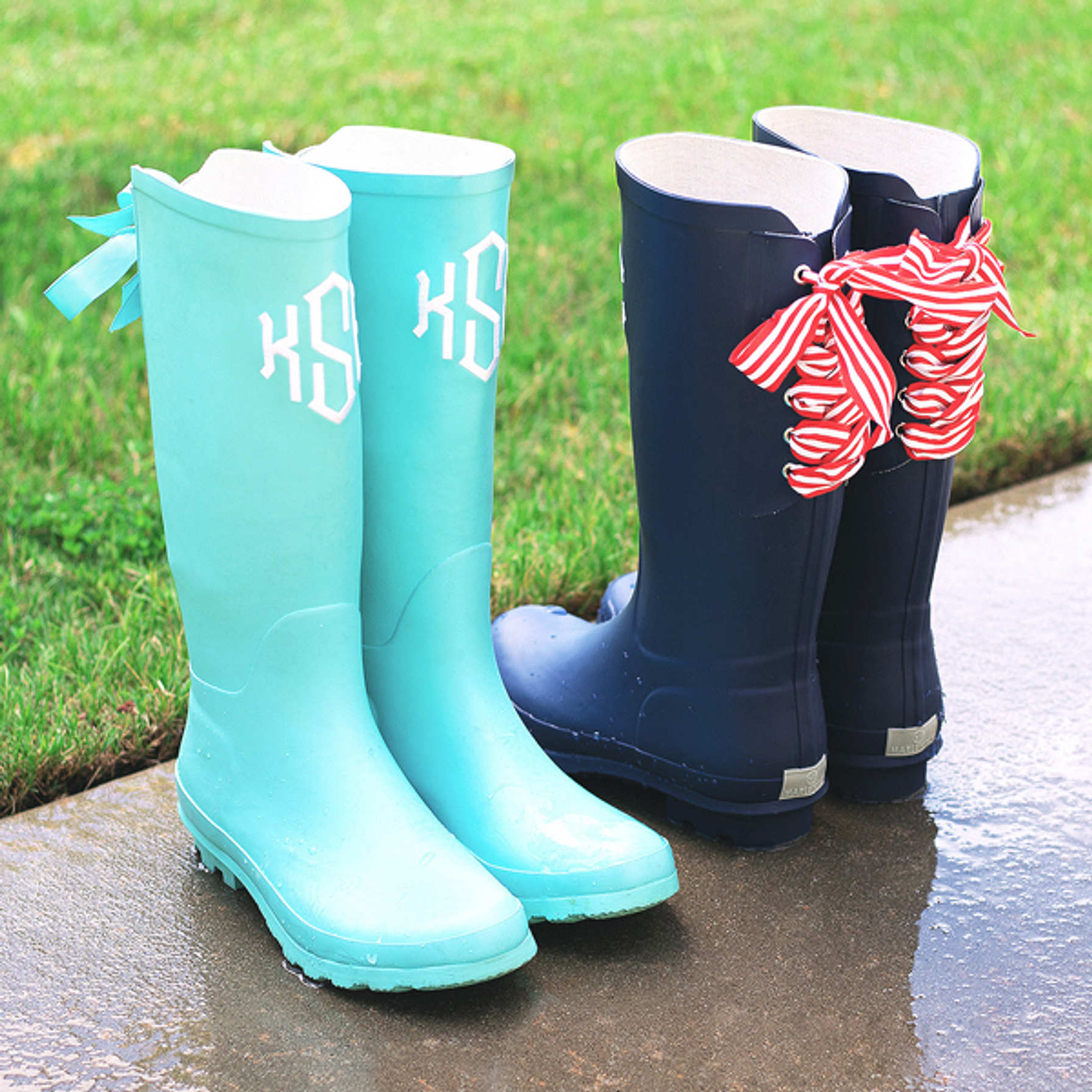 Custom Monogrammed Tall Rubber Rain Boots — Marleylilly