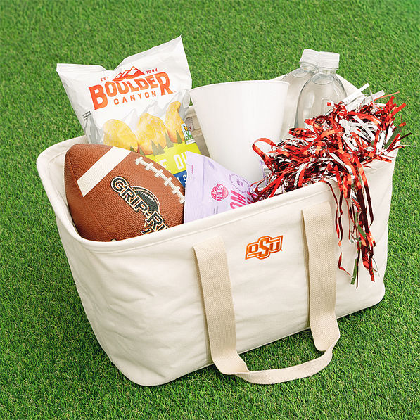 oklahoma state solid ivory market basket on turf