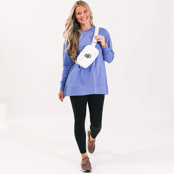 girl wearing Baylor belt bag crossbody