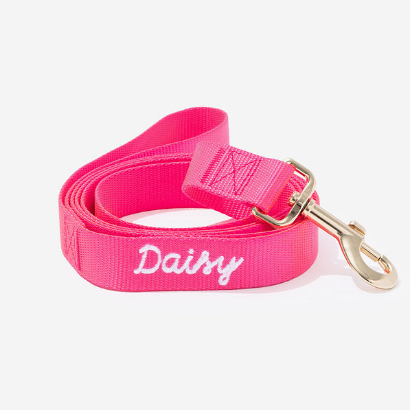 personalized dog leash in hot pink