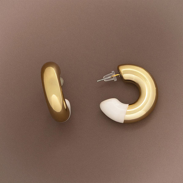 enamel hoop earrings on brown