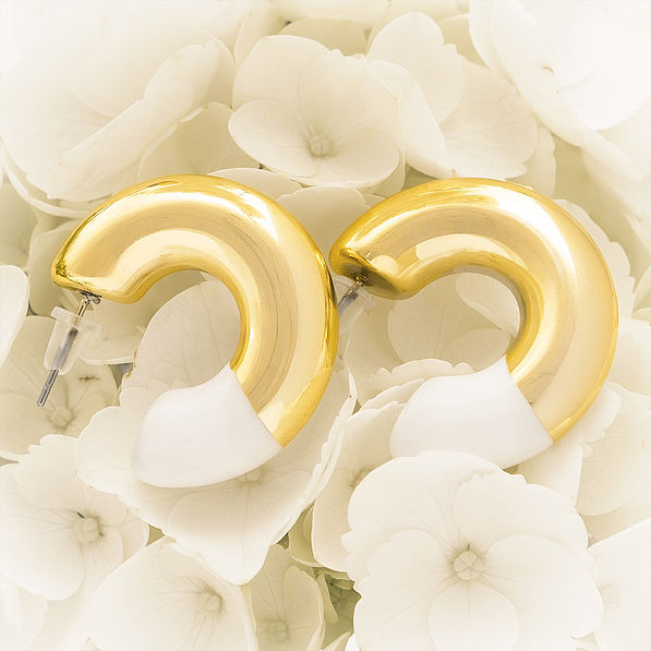 enamel hoop earrings with flowers