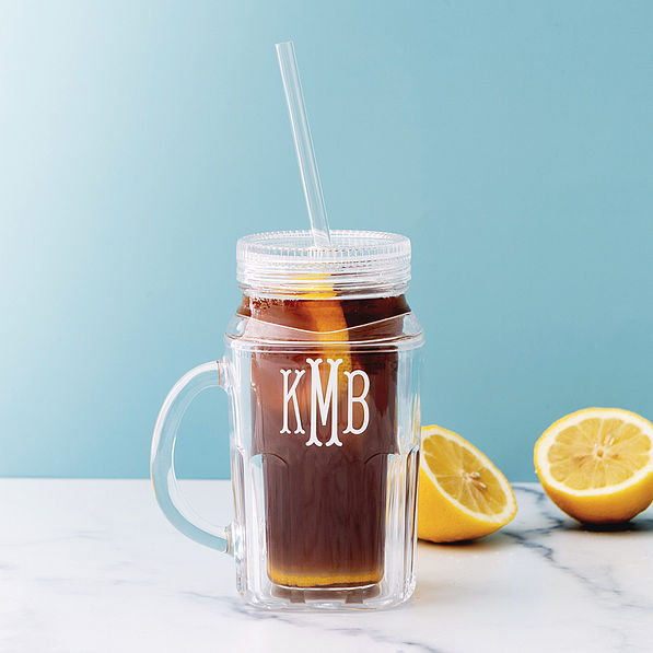 monogrammed mason jar with lemons