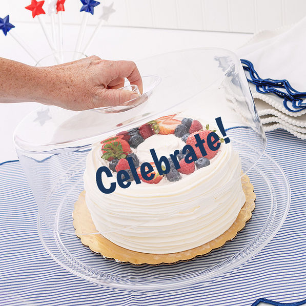 personalized cake tray with cover opened