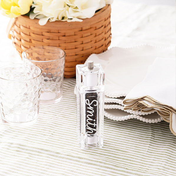 clear dual salt & pepper mill with tableware