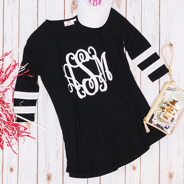varsity tunic shirt in black for game day