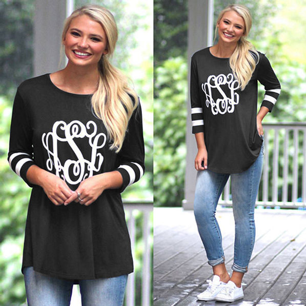 personalized black varsity t-shirt