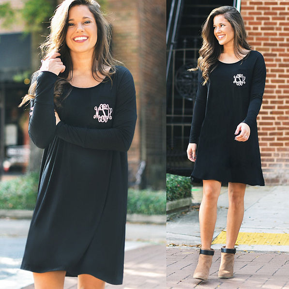 Black swing dress with pockets best sale