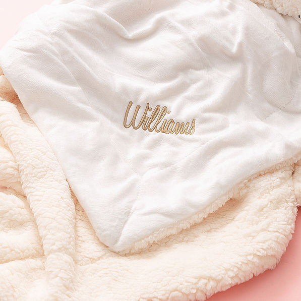 ivory personalized sherpa blanket