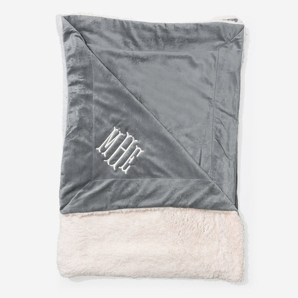 personalized sherpa blanket in gray