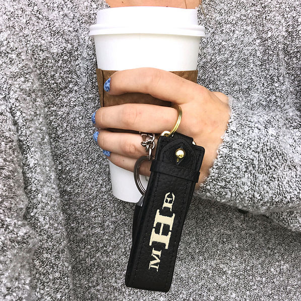 black leather key fob