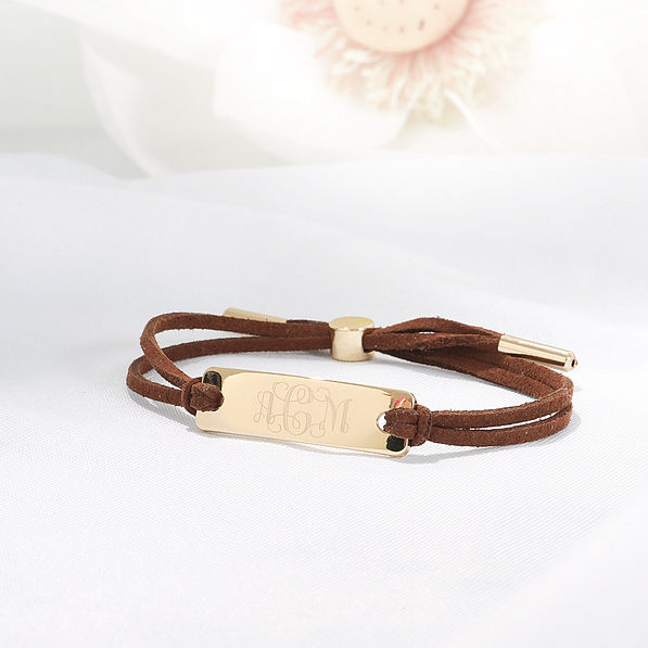 brown suede bracelet in studio