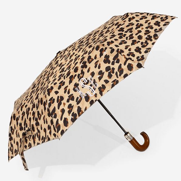 monogrammed umbrella in classic cheetah
