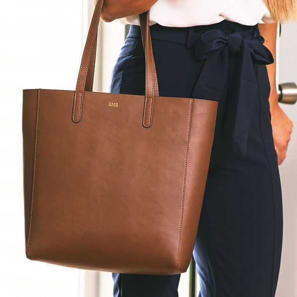 monogrammed tote bag, leather tote gift 2025