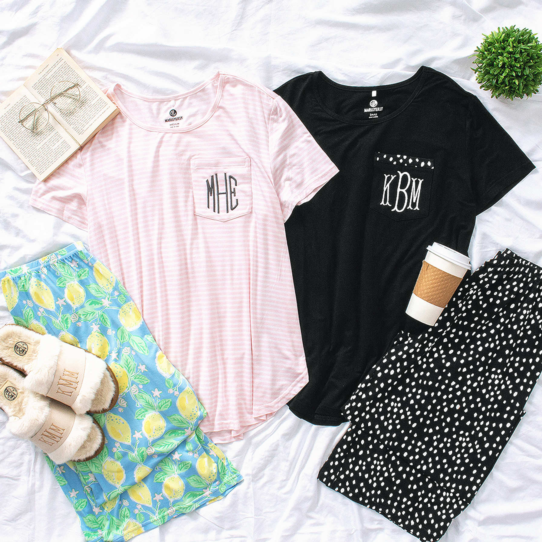 Monogrammed Pajama Shorts Set Marleylilly