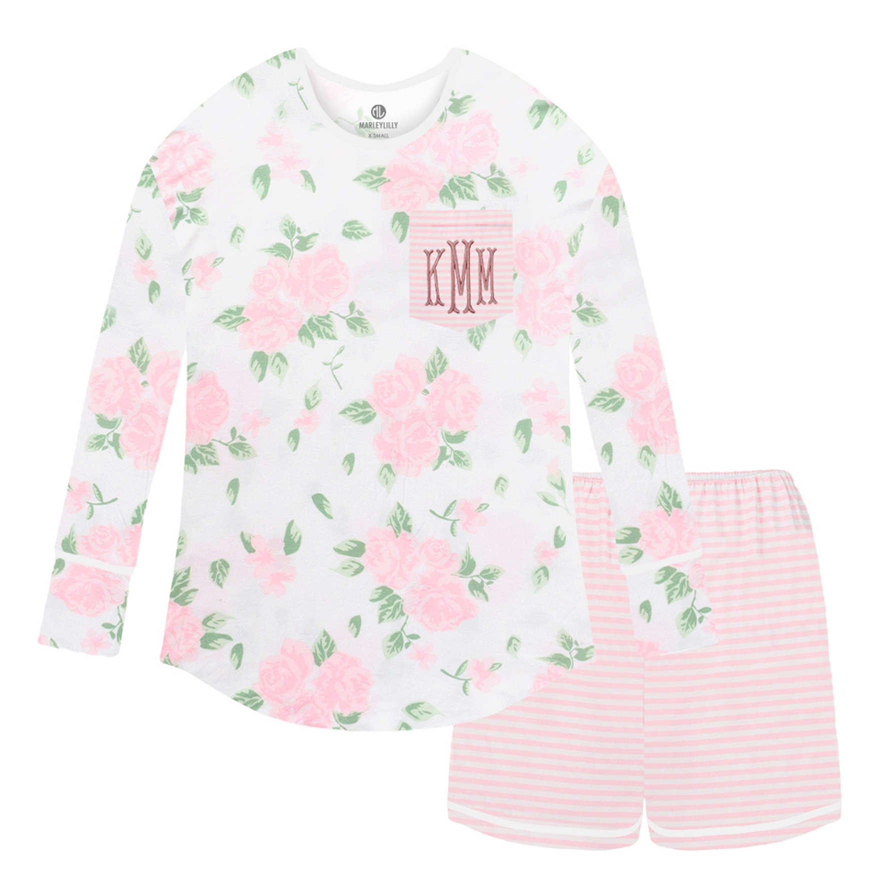 Monogrammed Pajama Shorts Set Marleylilly