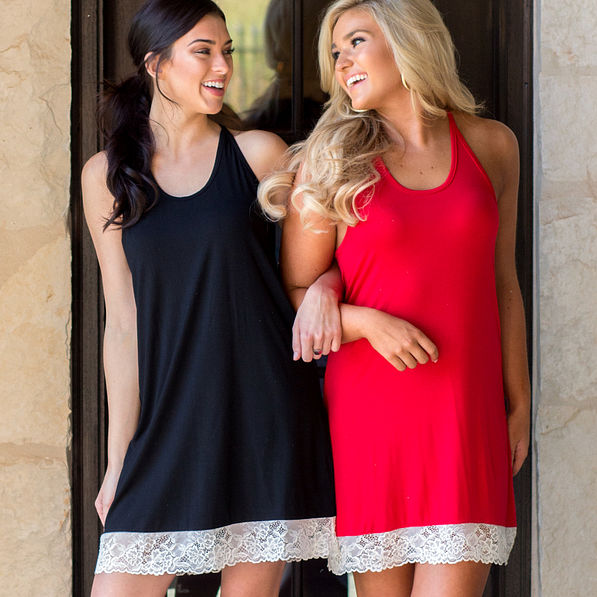 black and red lace sleep gowns