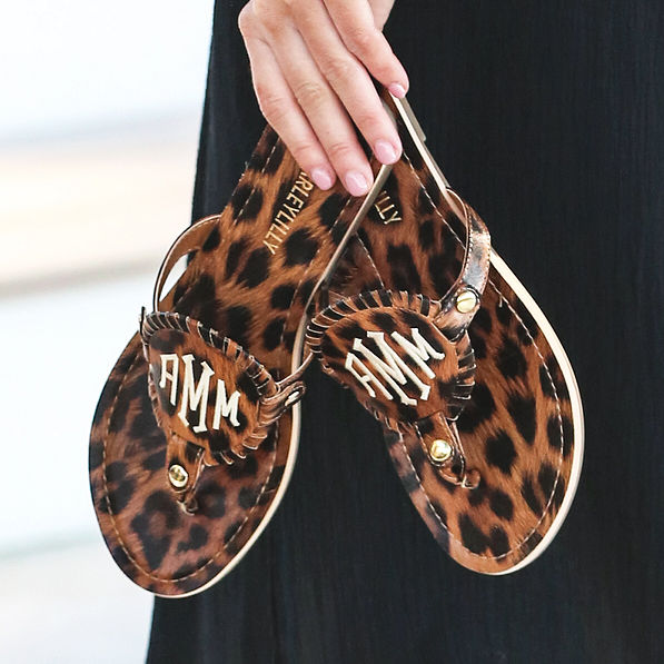 leopard embroidered sandals set up close