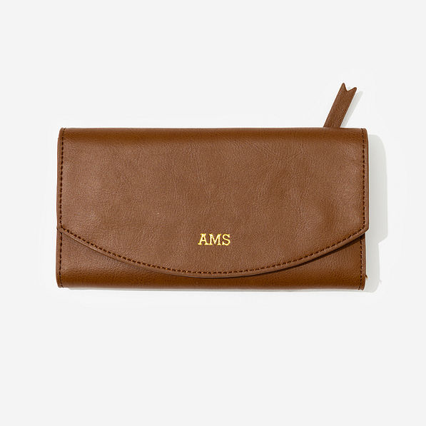 Monogrammed Leather Wallet in Brown 2025