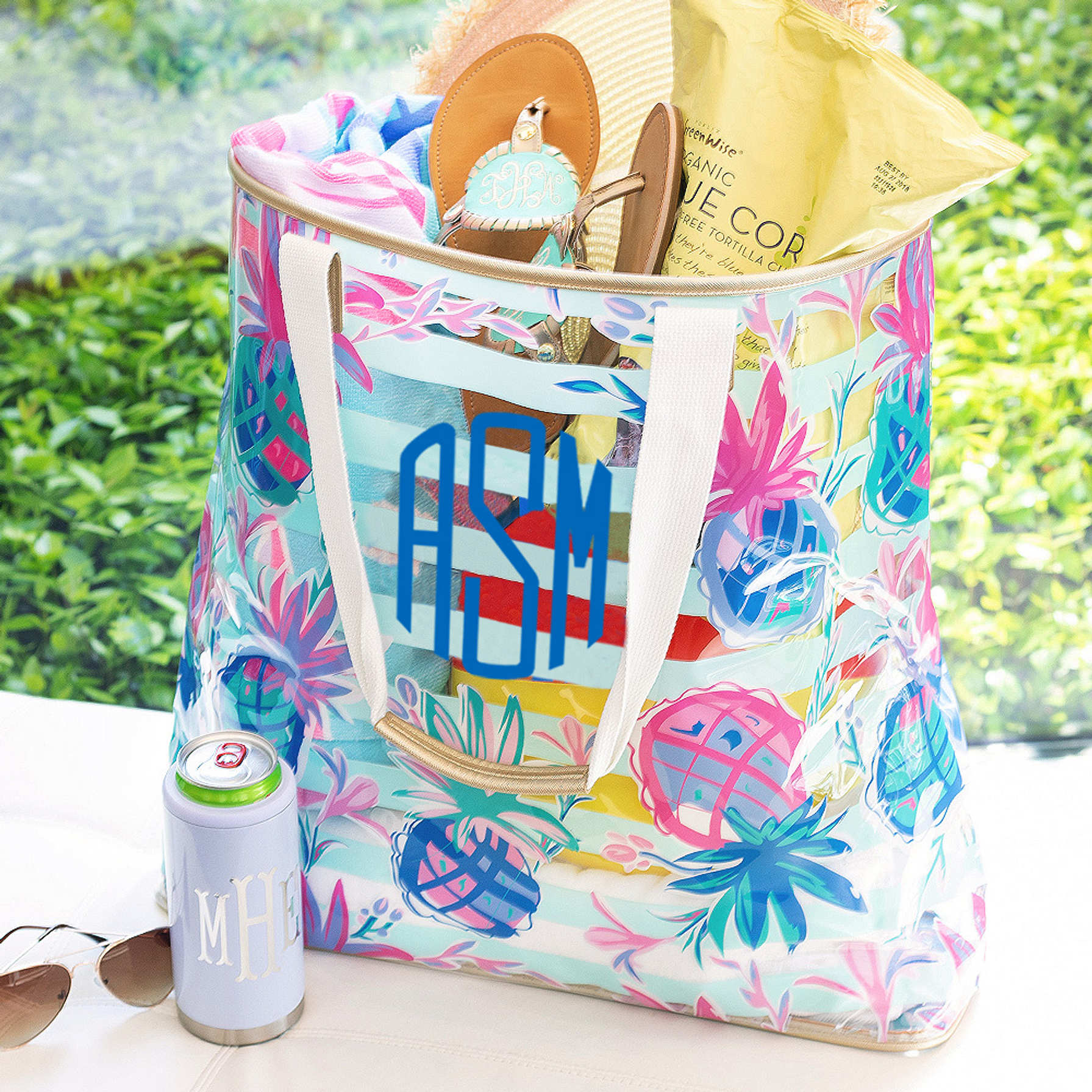 Monogrammed Large Beach Bag Multi-Color - Marleylilly