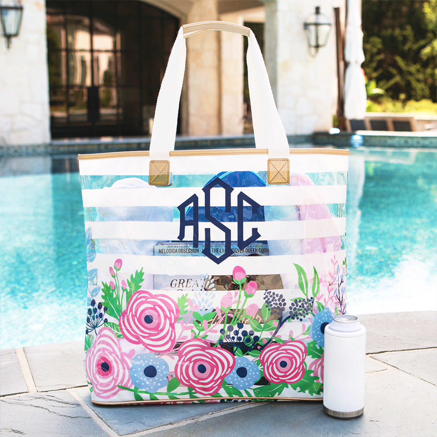 Monogrammed Large Beach Bag Multi-Color - Marleylilly