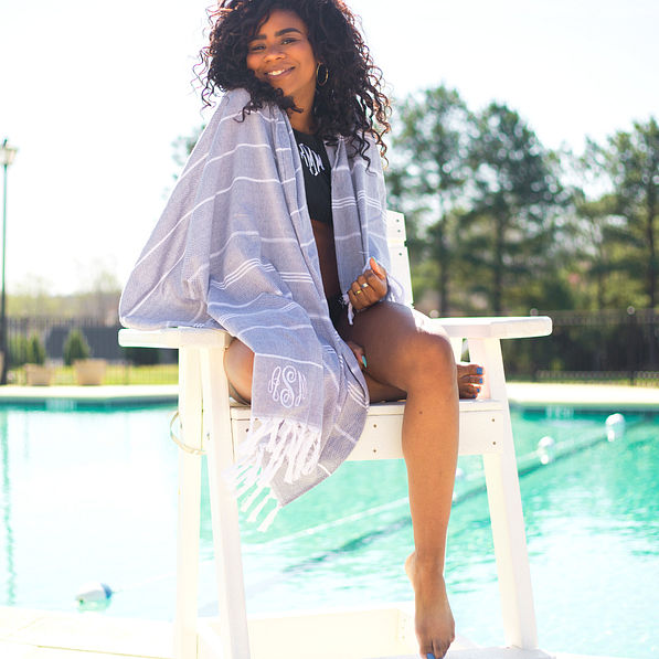 Personalized beach Towel by the pool