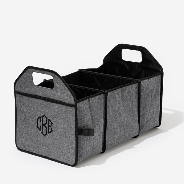 Monogrammed Trunk Organizer in Heathered Grey