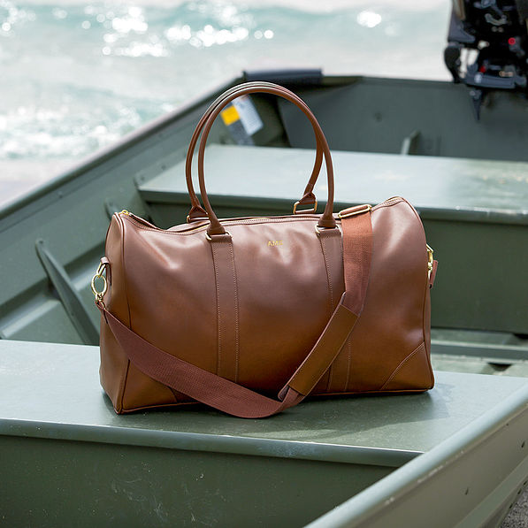 Monogrammed Leather Weekender Bag - 2025